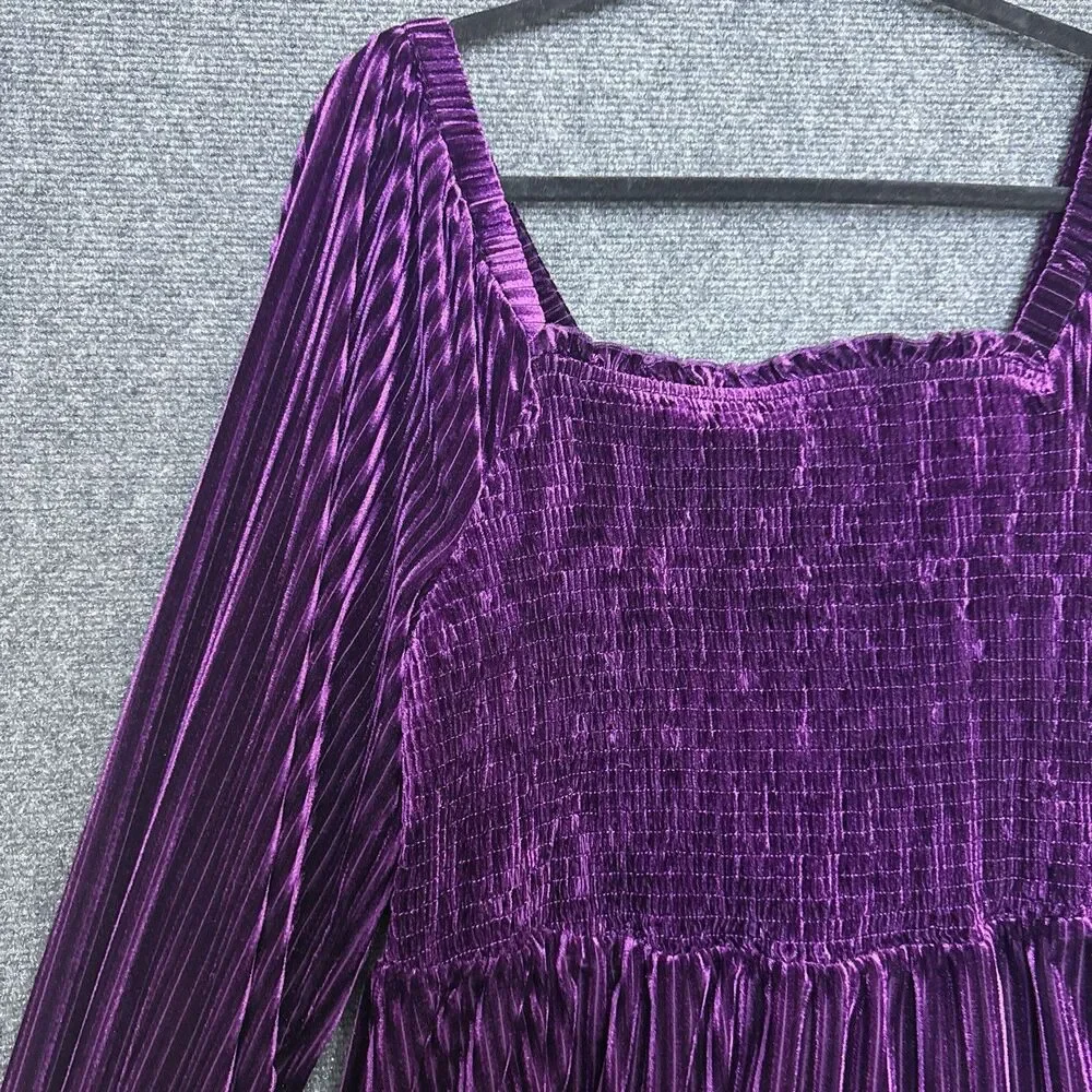 Bloomchic Babydoll Top Purple 18 Velvet Smocked Victorian Whimsygoth - Picture 3 of 9
